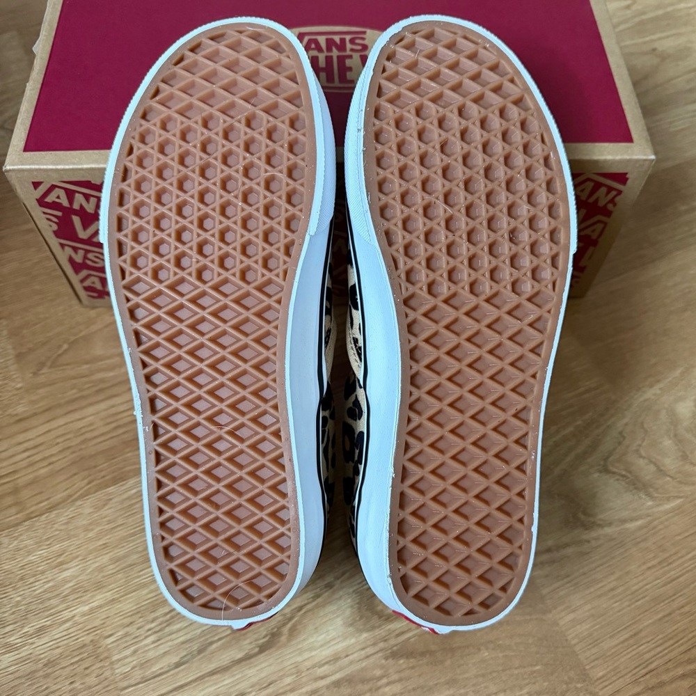Vans Leopard Print Slip-On Sneakers - Tan, Black - Picture 5 of 8